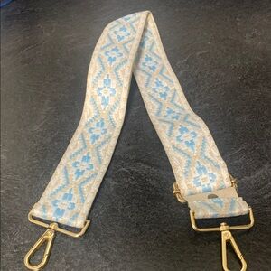 Bohemian Woven Belt with Blue and Beige Pattern